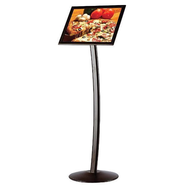 11" x 17" Curved Floor Sign & Menu Stand Black Landscape & Portrait