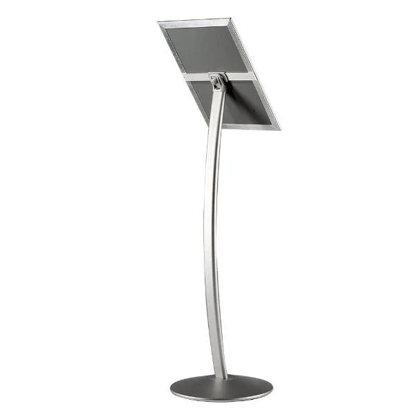 11" x 17" Curved Floor Sign & Menu Stand Silver Landscape & Portrait 11" x 17" Curved Floor Sign & Menu Stand Silver Landscape & Portrait