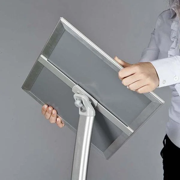11" x 17" Curved Floor Sign & Menu Stand Silver Landscape & Portrait 11" x 17" Curved Floor Sign & Menu Stand Silver Landscape & Portrait