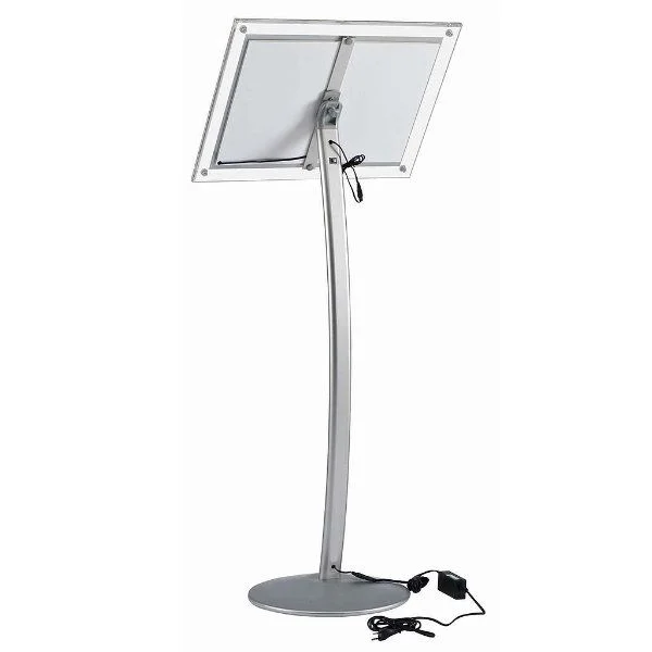 11" x 17" Curved LED Floor Sign & Menu Stand Silver Landscape Portrait 11" x 17" Curved LED Floor Sign & Menu Stand Silver Landscape Portrait