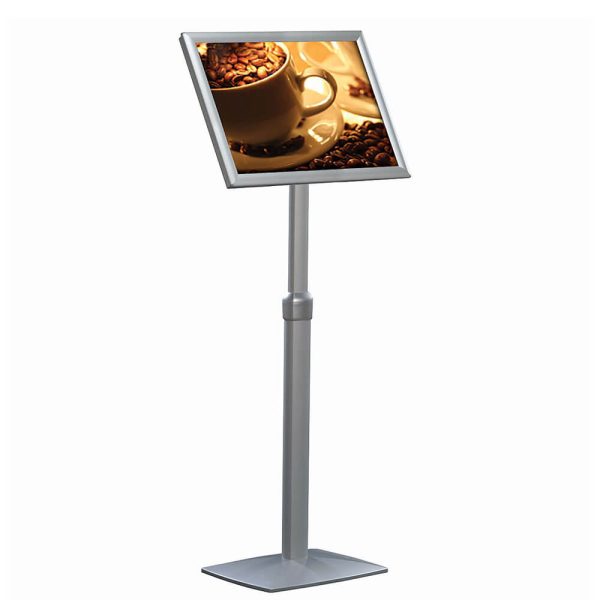 11x17 Flexible Floor Sign & Menu Stand Silver, Adjustable Height