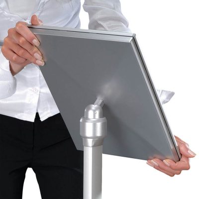 11x17 Flexible Floor Sign & Menu Stand Silver, Adjustable Height