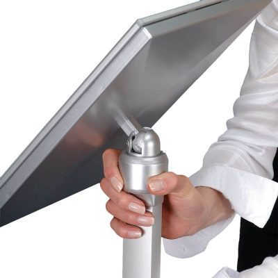 11x17 Flexible Floor Sign & Menu Stand Silver, Adjustable Height