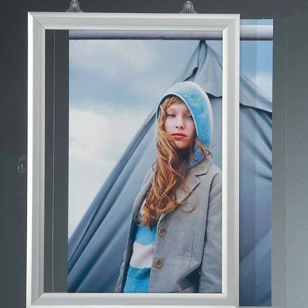 11x17 Slide In Frame - 1 inch Silver Mitred Profile Double Sided