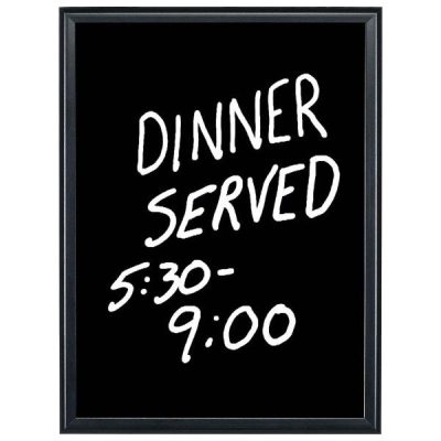 16"w x 22"h Write On Board Dry Wipe Black Aluminum Frame Black Surface