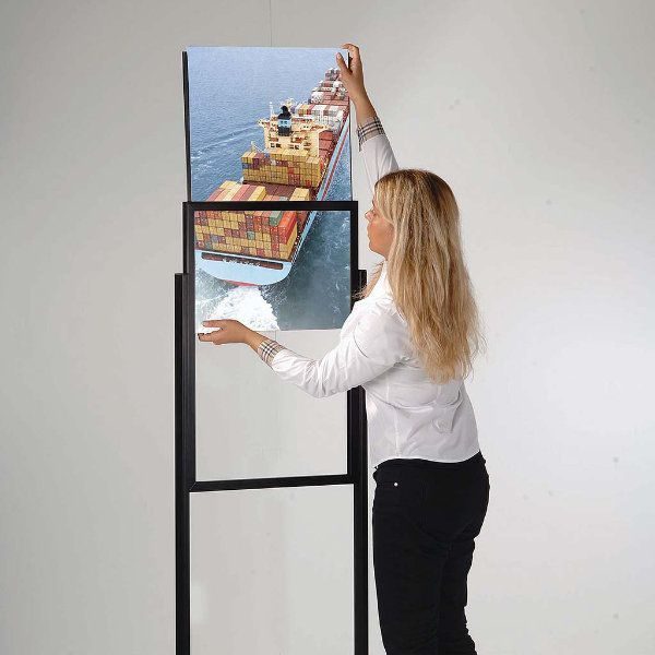 18"w x 24"h Eco Poster Display Stand Black 1 Tier Double Sided