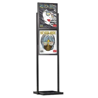 18"w x 24"h Eco Poster Display Stand Black 2 Tiers Double Sided
