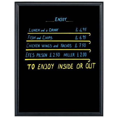 18"w x 24"h Write On Board Dry Wipe Black Aluminum Frame Black Surface