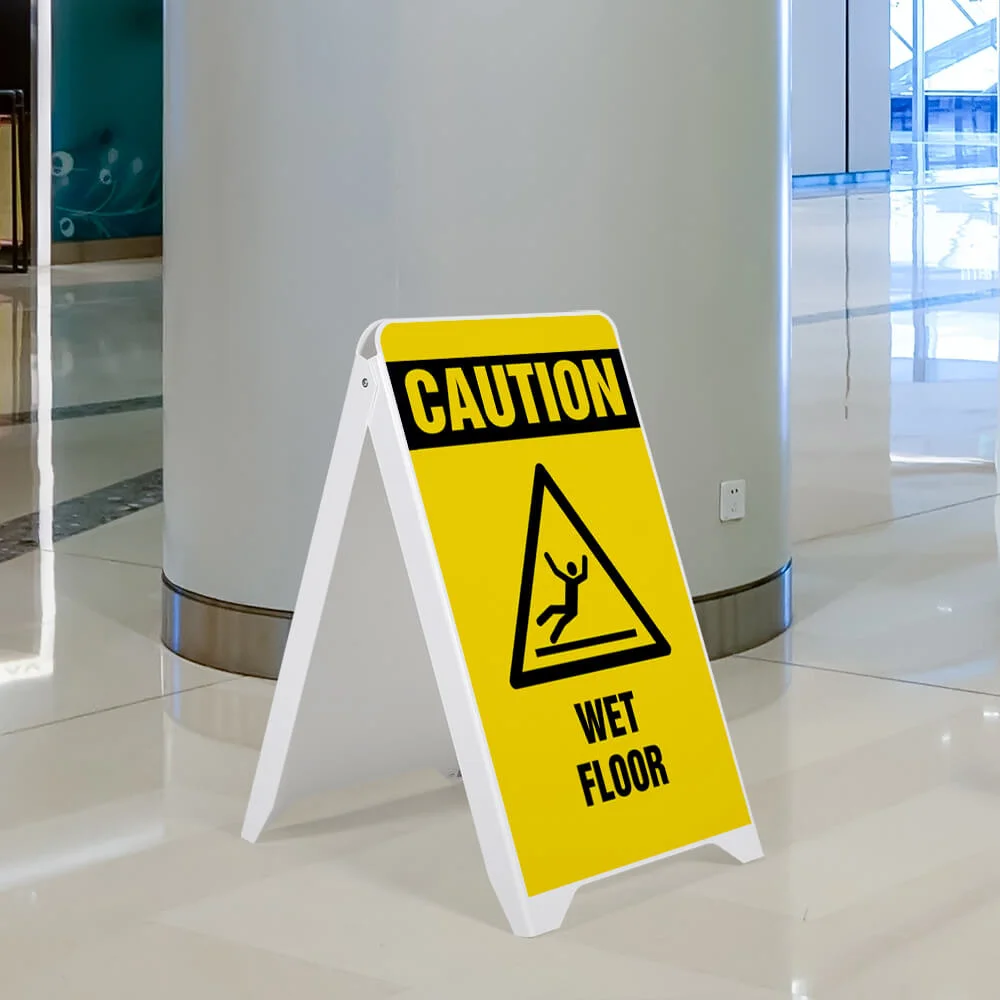 19-50x34-5-plastic Wet Floor A Frame Board in a shopping center