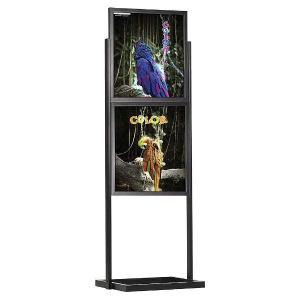 22"w x 28"h Eco Poster Display Stand Black 2 Tiers Double Sided 22"w x 28"h Eco Poster Display Stand Black 2 Tiers Double Sided