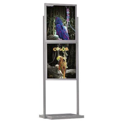 22"w x 28"h Eco Poster Display Stand Silver 2 Tiers Double Sided