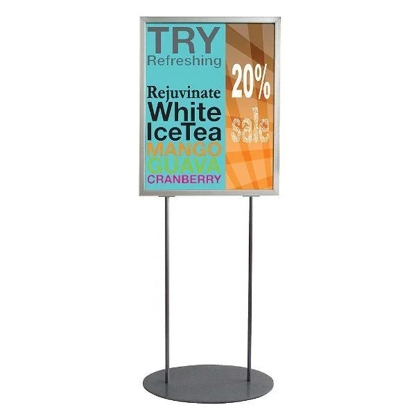 22"w x 28"h Oval Poster Display Stand - Silver Double Sided 22"w x 28"h Oval Poster Display Stand - Silver Double Sided