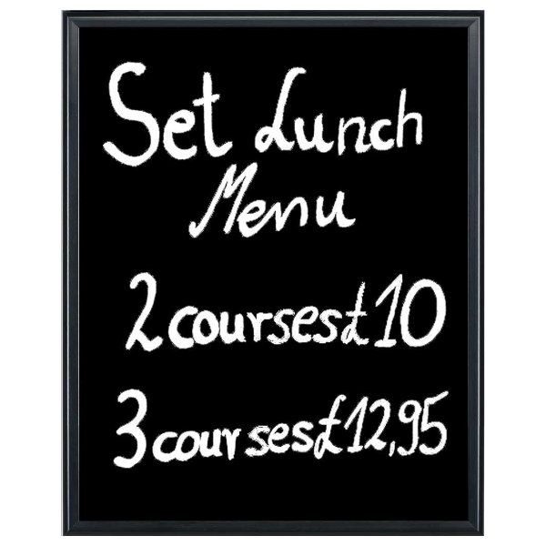 22"w x 28"h Write On Board Dry Wipe Black Aluminum Frame Black Surface