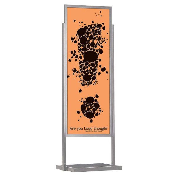 22"w x 69"h Eco Poster Display Stand Silver 1 Tier Double Sided