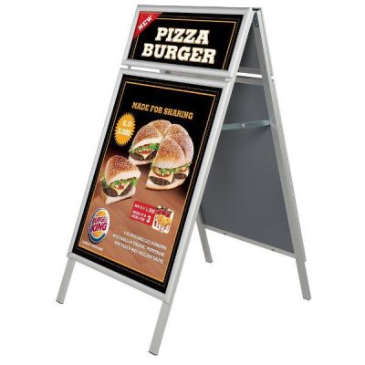 22x28 A Frame Board Sidewalk Sign with Header Silver Aluminum