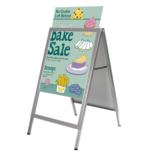 22x28 Slide-in A Frame Board Silver Sidewalk Sign