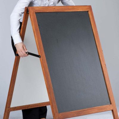 23-3/5x31-1/2 Wooden Stopper A Frame Board with Black Chalk Board