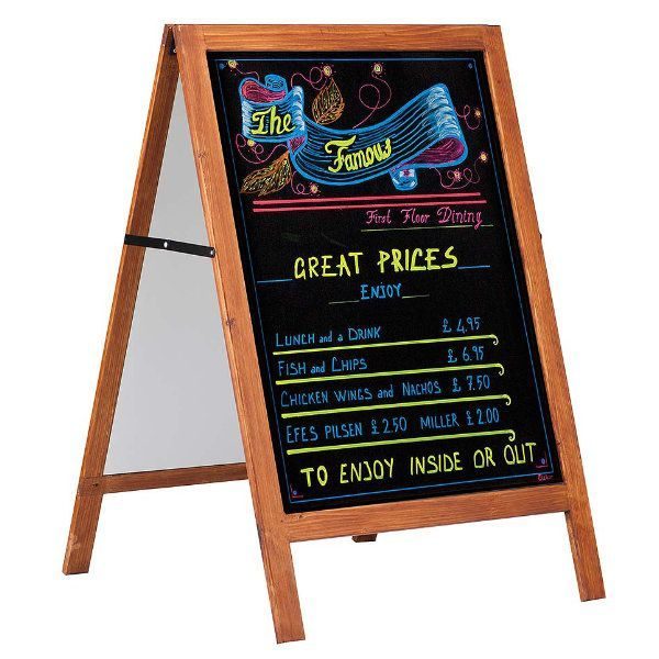 23-3/5x31-1/2 Wooden Stopper A Frame Board with Black Chalk Board