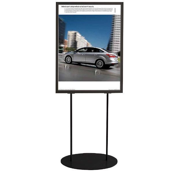 24"w x 26"h Oval Poster Display Stand - Black Double Sided