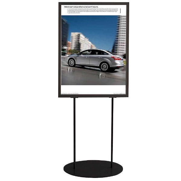 Metal Oval Infoboard Pedestal Poster Holder Sign Post Double Sided Slide-In  24x36 Inch Black Tier Floor Standing