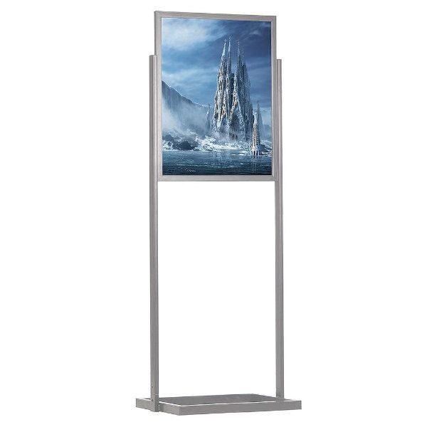 24"w x 36"h Eco Poster Display Stand Silver 1 Tier Double Sided
