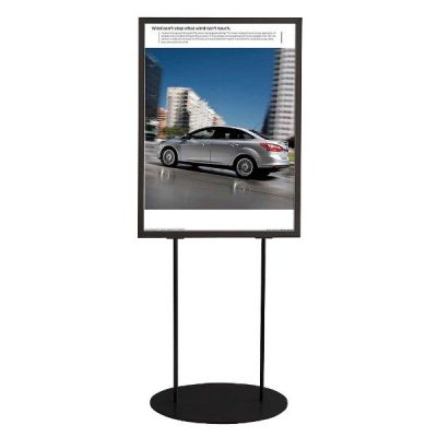 24"w x 36"h Oval Poster Display Stand - Black Double Sided
