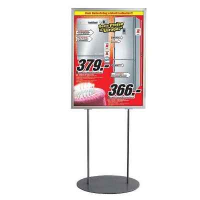 24"w x 36"h Oval Poster Display Stand - Silver Double Sided