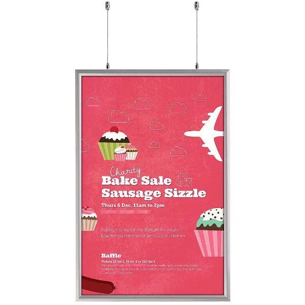 24x36 Double Sided Snap Poster Frame - 1 inch Silver Mitred Profile 24x36 Double Sided Snap Poster Frame - 1 inch Silver Mitred Profile