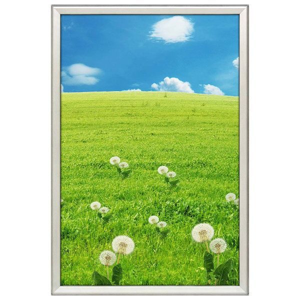 24x36 Snap Poster Frame - 1.25 inch Silver Profile, Safe Round Corner