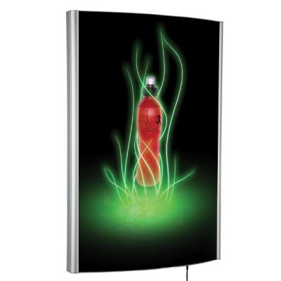 30"w x 40"h Convex Poster LED Light Box Silver Aluminum Single Sided