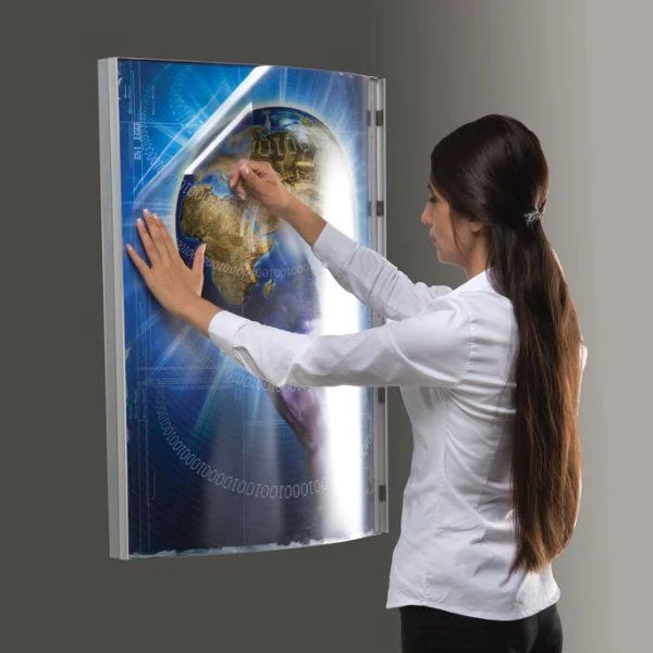 30"w x 40"h Convex Poster LED Light Box Silver Aluminum Single Sided 30"w x 40"h Convex Poster LED Light Box Silver Aluminum Single Sided