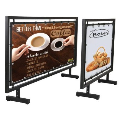 42x24 Street Barrier Sidewalk Sign Q Control Systems Black