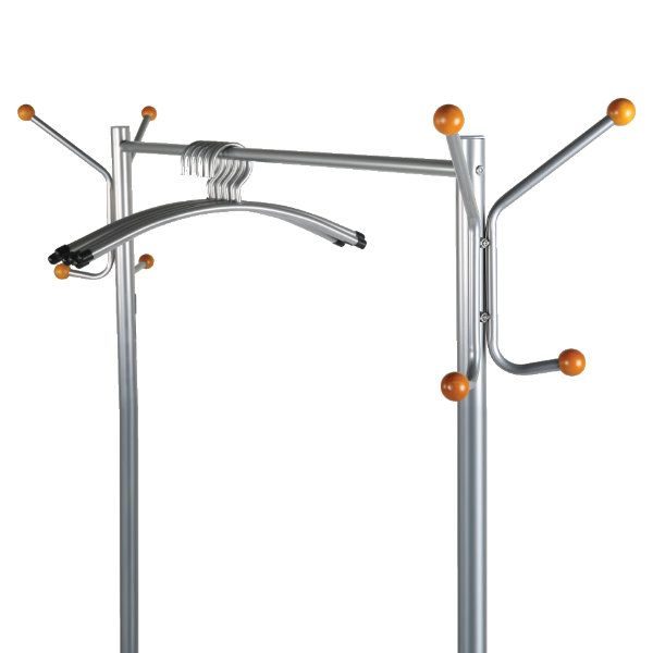 46" x 17" x 68" Coat Hanger Stand with Wheels, Silver