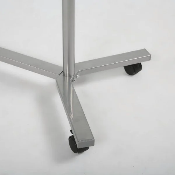 46" x 17" x 68" Coat Hanger Stand with Wheels, Silver 46" x 17" x 68" Coat Hanger Stand with Wheels, Silver