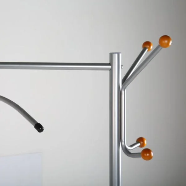 46" x 17" x 68" Coat Hanger Stand with Wheels, Silver 46" x 17" x 68" Coat Hanger Stand with Wheels, Silver