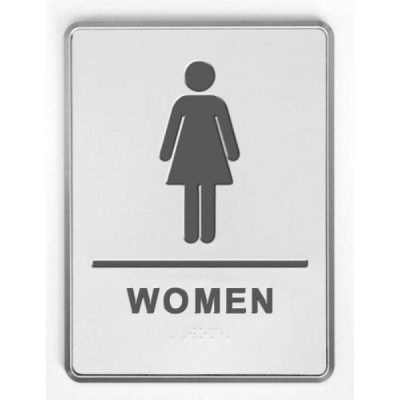6" x 8" Restroom Sign for Woman with Braille - Aluminum
