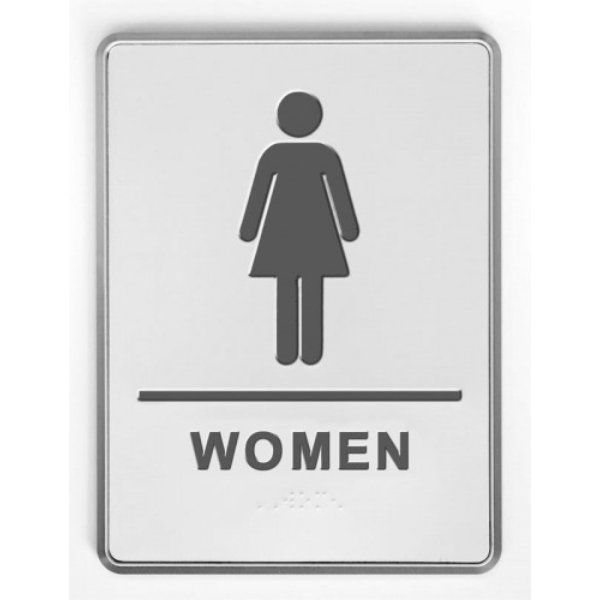 6" x 8" Restroom Sign for Woman with Braille - Aluminum