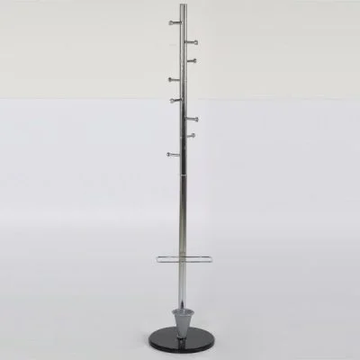 68" x 12" Coat Hanger with Umbrella Console, Ladder Coat Rack, Silver
