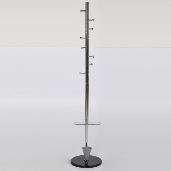 68" x 12" Coat Hanger with Umbrella Console, Ladder Coat Rack, Silver