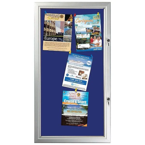 6x(8.5"w x 11h") Blue Felt Enclosed Bulletin Board Outdoor Use 6x(8.5"w x 11h") Blue Felt Enclosed Bulletin Board Outdoor Use