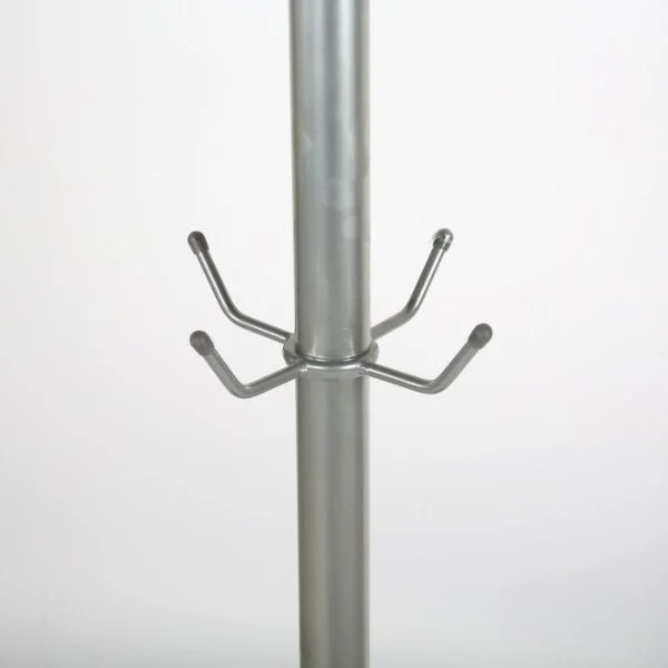 72" x 14" Metal Tube & Marble Base Coat Hanger, Pine Coat Rack Silver