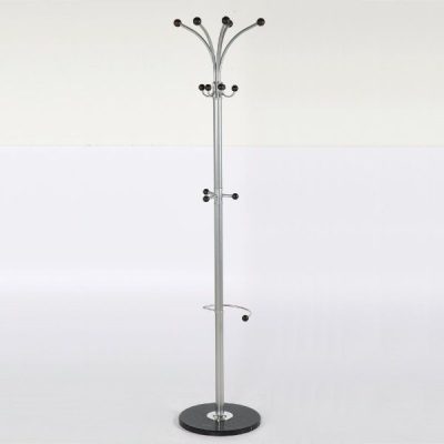 74" x 15" Metal Tube & Marble Base Coat Hanger, Fountain Coat Rack