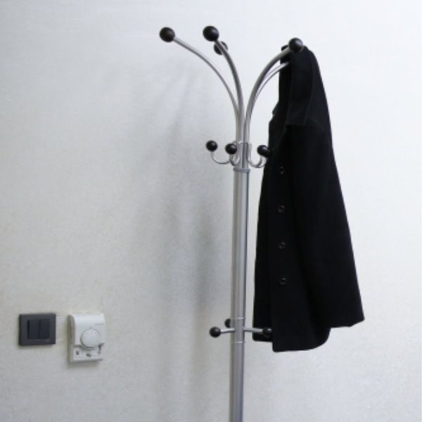 74" x 15" Metal Tube & Marble Base Coat Hanger, Fountain Coat Rack