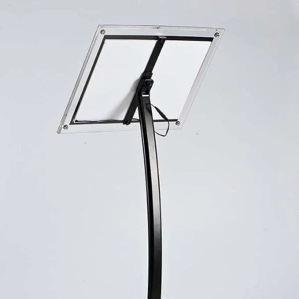 8.5" x 11" Curved LED Floor Sign & Menu Stand Black Landscape Portrait