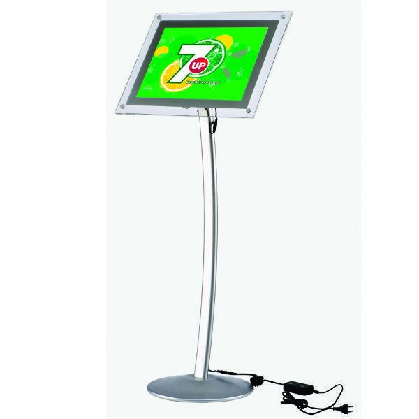 8.5" x 11" Curved LED Floor Sign & Menu Stand Silver