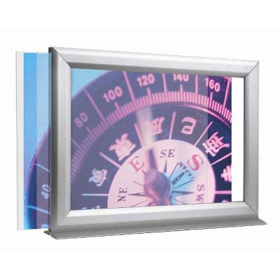 8.5x11 Counter Slide In Frame - Silver Mitred Profile Double Sided