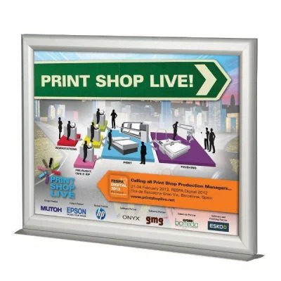 8.5x11 Counter Slide In Frame - Silver Mitred Profile Double Sided