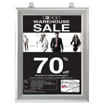 8.5x11 Slide In Frame - 1 inch Silver Mitred Profile Double Sided