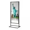 22x70 Metal Info Advertising Board Floor Stand with 1 Tier - Matte Black