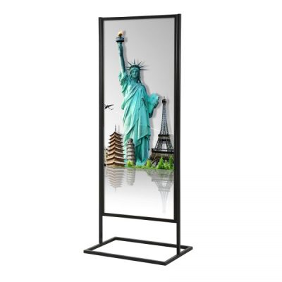 22x70 Metal Info Advertising Board Floor Stand with 1 Tier - Matte Black